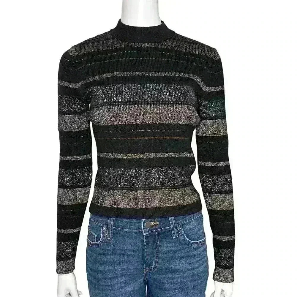 House Of Harlow 1960 Shimmer Metallic Striped Sweater Size Medium